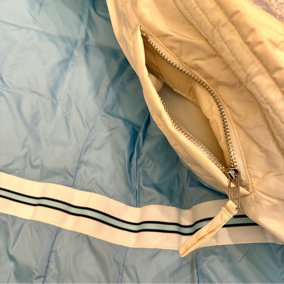 Gap cream/light blue puffer jacket w/ detachable hood, S - Picture 7 of 16